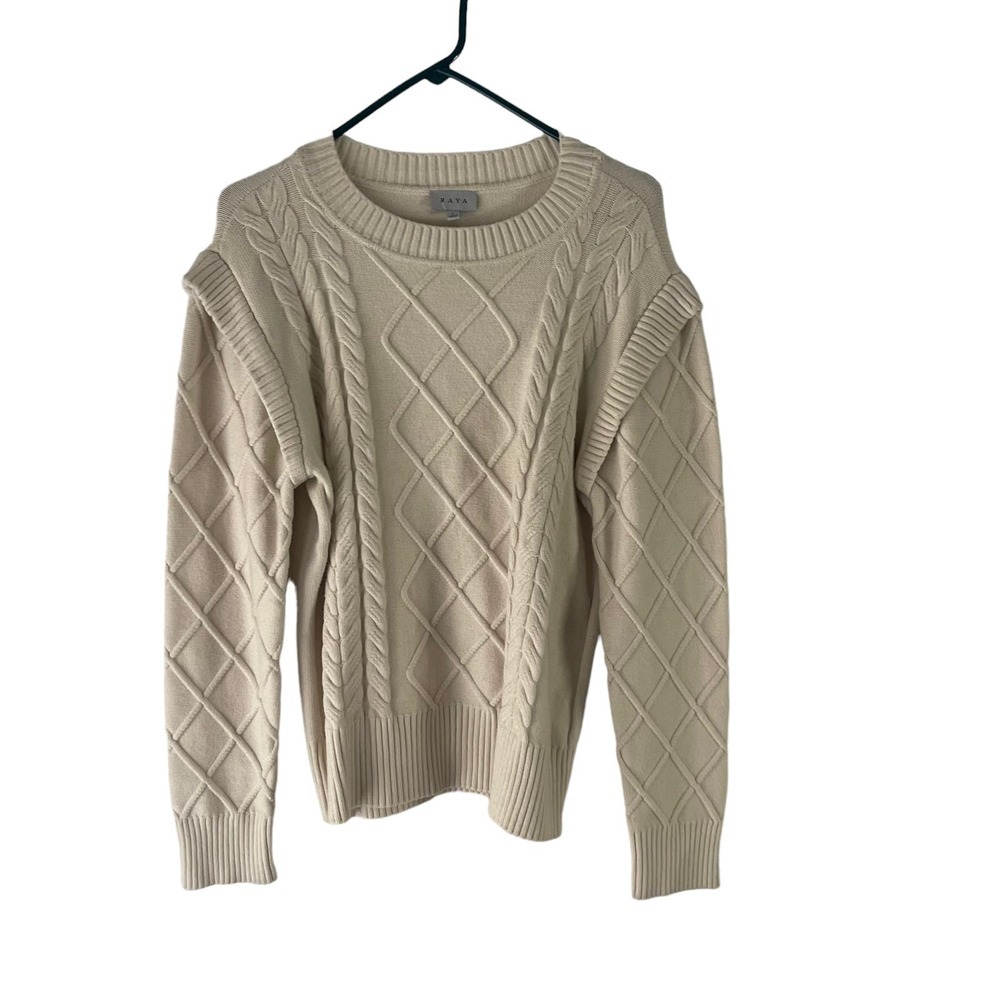 Raya Women's‎ Size Large Cream Chunky Knit Sweater